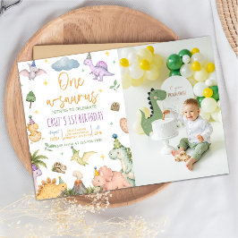 Invitación Fiesta de cumpleaños número uno de Dinosaurio One-