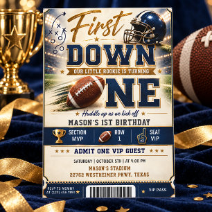 Invitación Fiesta de cumpleaños número uno de fútbol año de n