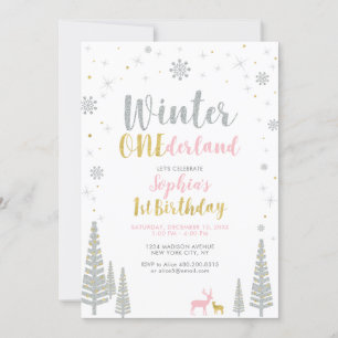 Invitación Fiesta de cumpleaños número uno de Gold & Silver W