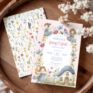 Invitación Fiesta de cumpleaños número uno de Hada de Flor Si