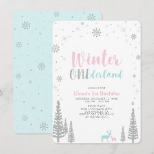 Invitación Fiesta de cumpleaños número uno de invierno platea