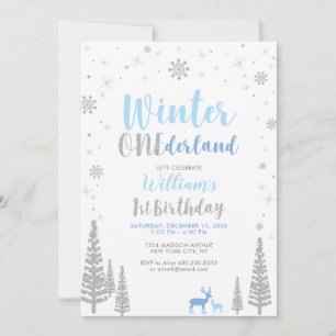 Invitación Fiesta de cumpleaños número uno de invierno platea