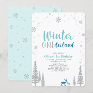 Invitación Fiesta de cumpleaños número uno de invierno platea