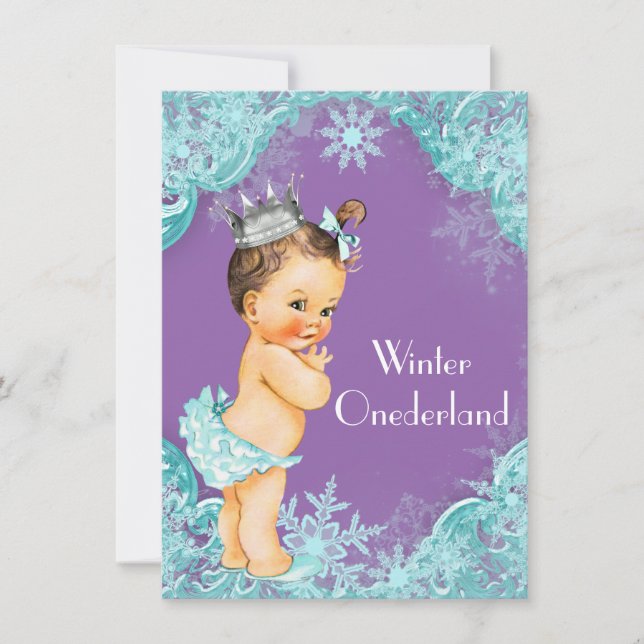 Invitación Fiesta de cumpleaños número uno de invierno Purple (Anverso)