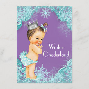 Invitación Fiesta de cumpleaños número uno de invierno Purple