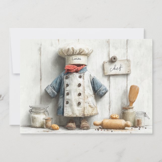 Invitación Fiesta de cumpleaños número uno de Little Chef (Anverso)