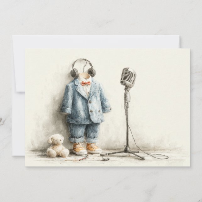 Invitación Fiesta de cumpleaños número uno de Little Singer (Anverso)