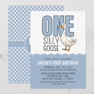 Invitación Fiesta de cumpleaños número uno de Modern Blue One
