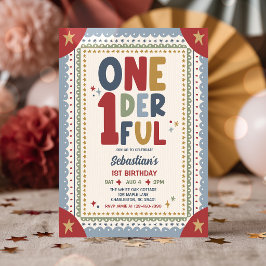Invitación Fiesta de cumpleaños número uno de niño onederful 