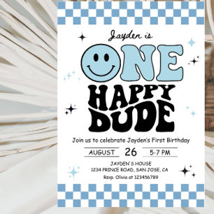 Invitación Fiesta de cumpleaños número uno de One Happy Dude