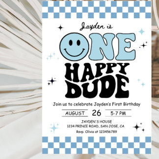 Invitación Fiesta de cumpleaños número uno de One Happy Dude