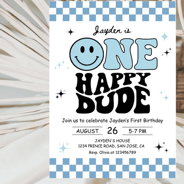 Invitación Fiesta de cumpleaños número uno de One Happy Dude (Subido por el creador)