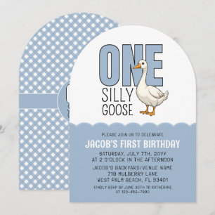 Invitación Fiesta de cumpleaños número uno de Pato Tonto Azul