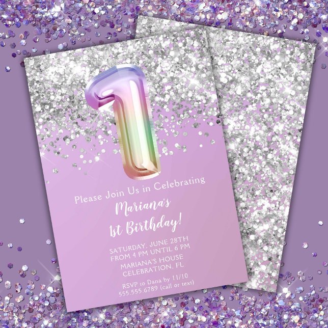 Invitación Fiesta de cumpleaños número uno de Rainbow Sparkle (Subido por el creador)
