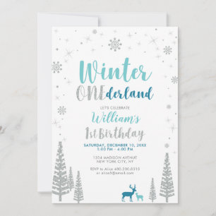 Invitación Fiesta de cumpleaños número uno de Silver Winter o