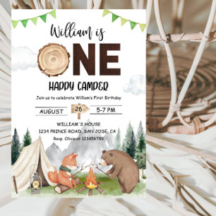 Invitación Fiesta de cumpleaños número uno de un niño feliz c