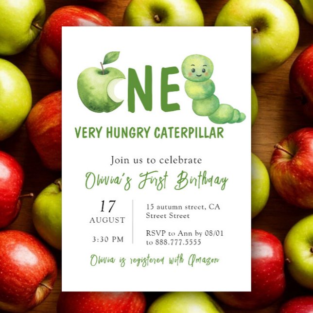 Invitación Fiesta de cumpleaños número uno de una oruga muy h (Subido por el creador)