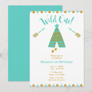 Invitación Fiesta de cumpleaños número uno de Wild One con ti