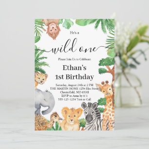 Invitación Fiesta de Cumpleaños número uno de Wild One Jungle