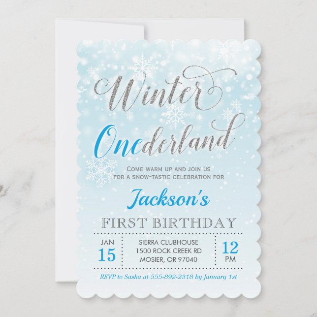 Invitación Fiesta de cumpleaños número uno de Winter Onederla (Anverso)
