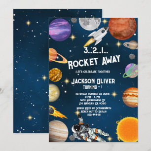Invitación Fiesta de cumpleaños número uno del astronauta esp