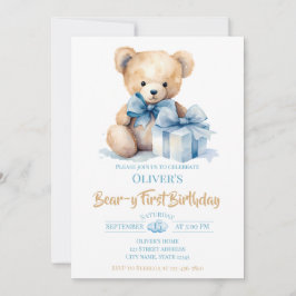 Invitación Fiesta de cumpleaños número uno del osito de acuar