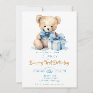 Invitación Fiesta de cumpleaños número uno del osito de acuar