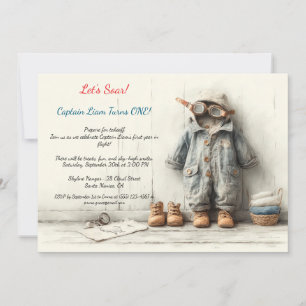 Invitación Fiesta de cumpleaños número uno del pequeño aviado
