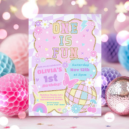 Invitación Fiesta de cumpleaños número uno divertida y elegan