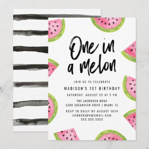 Invitación Fiesta de cumpleaños número uno en un Melón