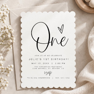Invitación Fiesta de cumpleaños número uno minimalista modern