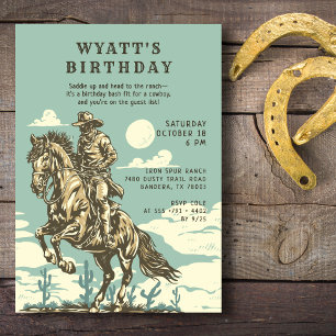 Invitación Fiesta de Cumpleaños Occidental Vaquero Rústico Ad
