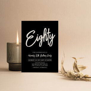 Invitación Fiesta de cumpleaños ochenta chic en blanco y negr