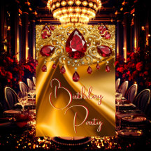 Fiesta de Cumpleaños Oro Seda Rubí Rojo joya