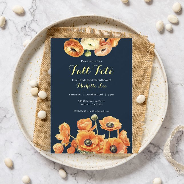 Invitación Fiesta de cumpleaños otoño caída Naranja brote (Subido por el creador)