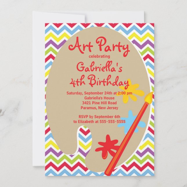 Invitación Fiesta de cumpleaños "Paint Kids Paint" de Arte y  (Anverso)