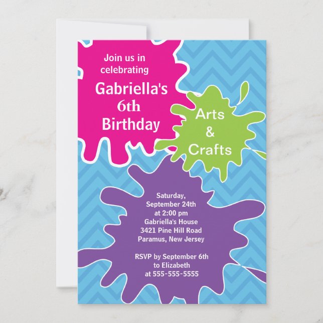 Invitación Fiesta de cumpleaños "Paint Kids Paint" de Arte y  (Anverso)
