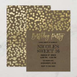 Invitación Fiesta de Cumpleaños Papel Kraft Rústico Chic Mode