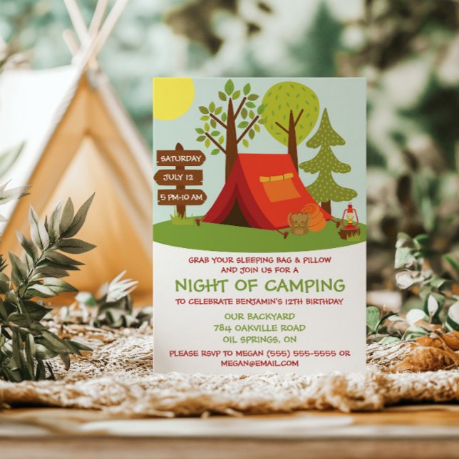 Invitación Fiesta de cumpleaños para acampar (Subido por el creador)