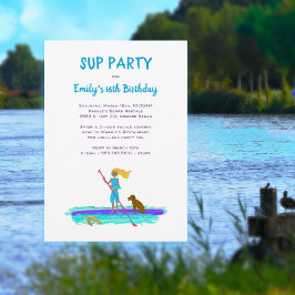 Invitación Fiesta de cumpleaños para adolescentes con SUP Pad