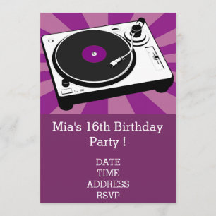 Invitación Fiesta de cumpleaños para adolescentes DJ funky co