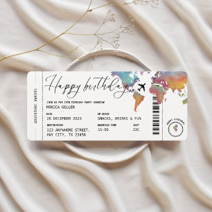 Invitación Fiesta de cumpleaños para adultos con tema de viaj