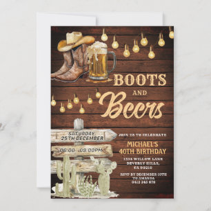 Invitación Fiesta de cumpleaños para adultos de Cowboy Boots