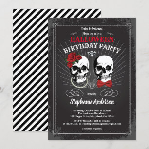 Invitación Fiesta de cumpleaños para adultos gótica roja