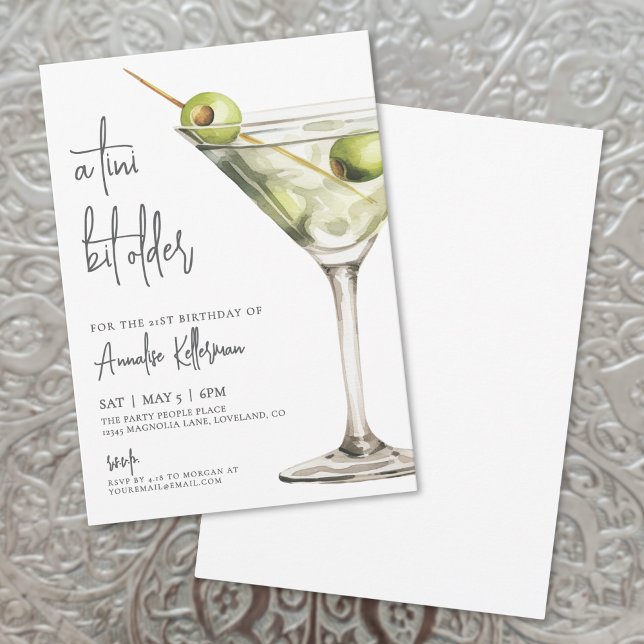 Invitación Fiesta de cumpleaños para adultos mayores de Trini (A Tini Bit Older Adult Birthday Party Invitation)