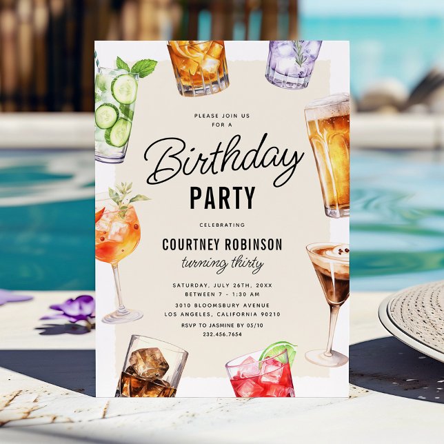 Invitación Fiesta de cumpleaños para adultos que beben alcoho (Subido por el creador)