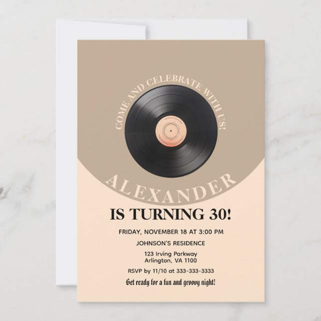 Invitación Fiesta de cumpleaños para adultos Retro Groovy de  (Anverso)