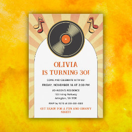Invitación Fiesta de cumpleaños para adultos Retro Groovy de 