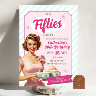 Invitación Fiesta de cumpleaños para adultos Retro Vintage Fi