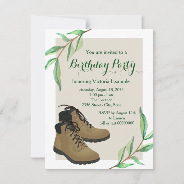 Invitación Fiesta de cumpleaños para caminantes (Anverso)